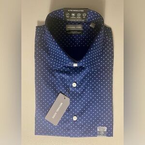 Michael Kors Navy and White Men's Dress Shirt